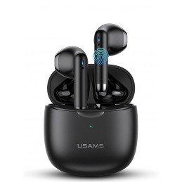 USAMS TWS Kopfhörer Bluetooth 5.0 In-Ear Ohrhörer 3D Stereo mit Ladebox Touch Control für alle Telefone ( Schwarz )