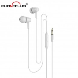 In-Ear Kopfhörer Ohrstöpsel mit Mikrofon Headset Huawei Samsung Extra Bass (Weiß S-01)