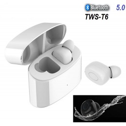 T6 TWS Kopfhörer Bluetooth 5.0 Kabellos Headset Ohrhörer Wireless Headphones ( Weiß )