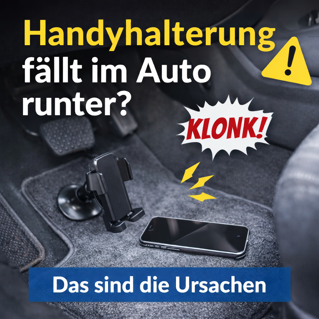 Handyhalterung im Auto löst sich und Smartphone fällt auf den Fahrzeugboden