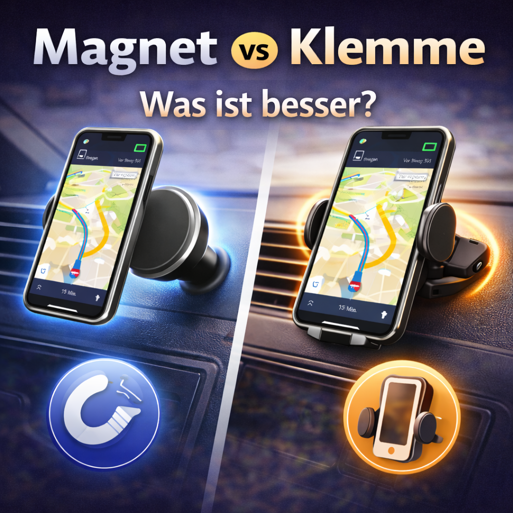 Vergleich zwischen magnetischer und klemmender Handyhalterung im Auto zur Auswahl der passenden Halterung