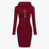 Herbst Winter Damen Langarm Hoodie Kleid
