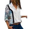 Damen Chiffon Langarm-Oberteil mit V-Ausschnitt
