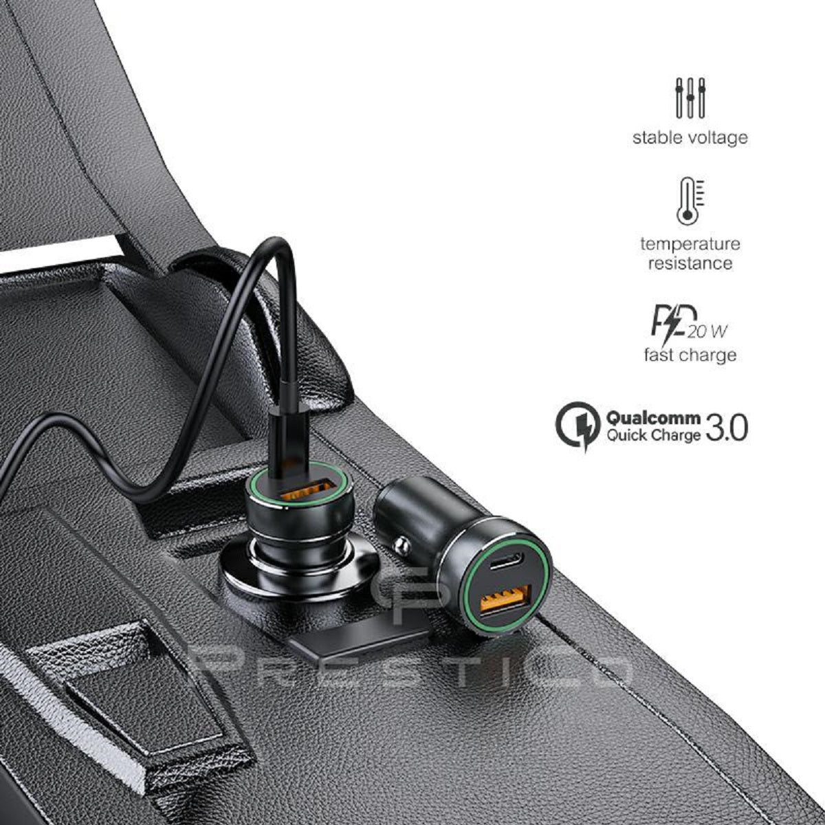 Auto Ladegerät USB-C 20W 3.0 Schnellladeadapter KFZ Zigarettenanzünder 20W