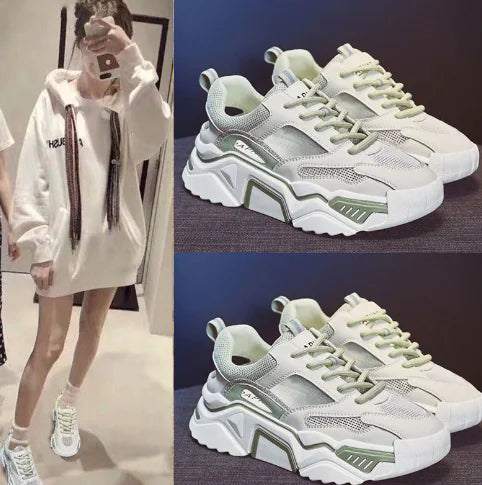 Dad Shoes, Sporty White Sneakers, Klobige Weiße Sneakers