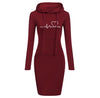 Herbst Winter Damen Langarm Hoodie Kleid