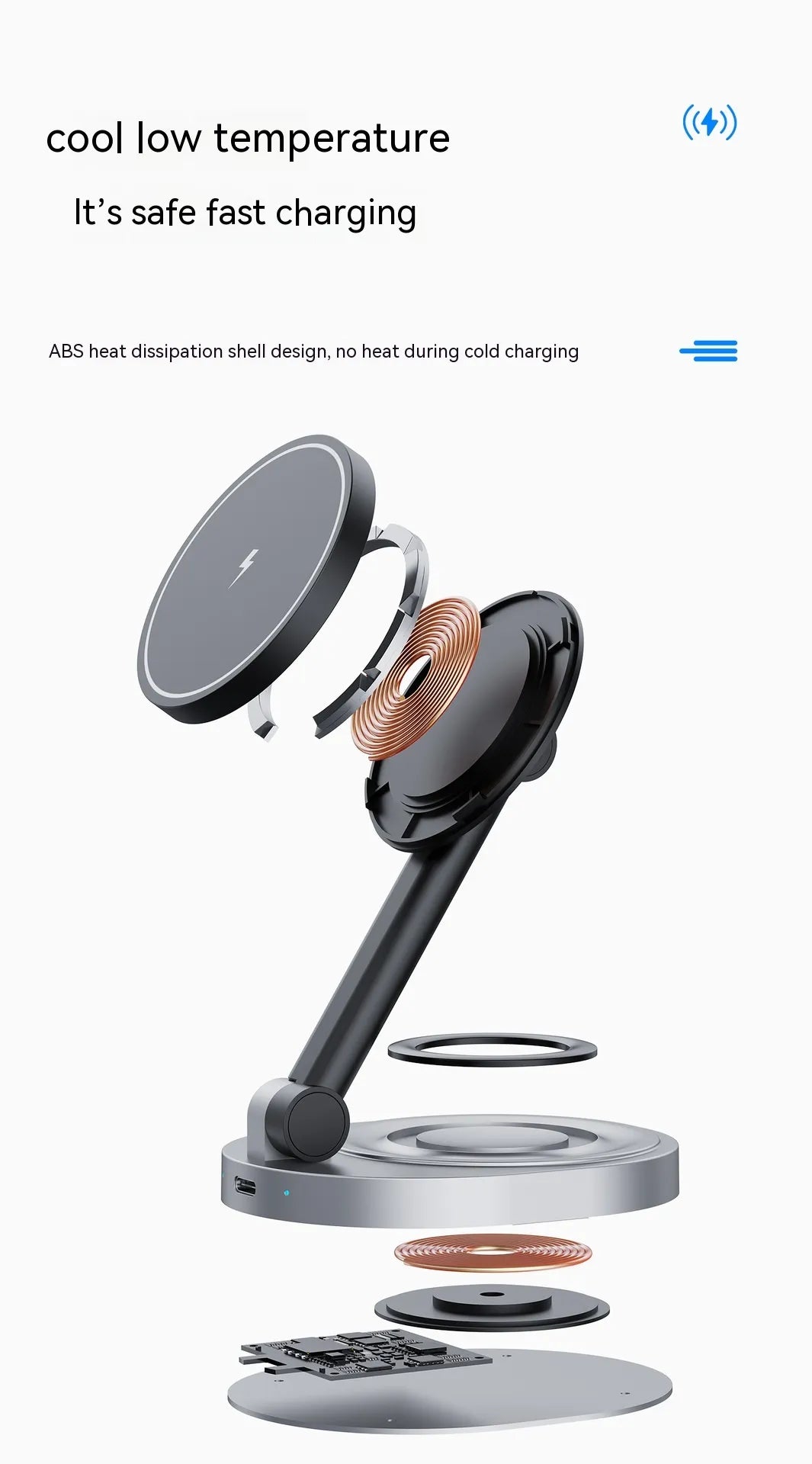 Faltbarer 2-in-1 Magnetischer Kabelloser Ladeständer 