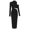 Damen Langarm Rollkragen Schulterfreies Kleid