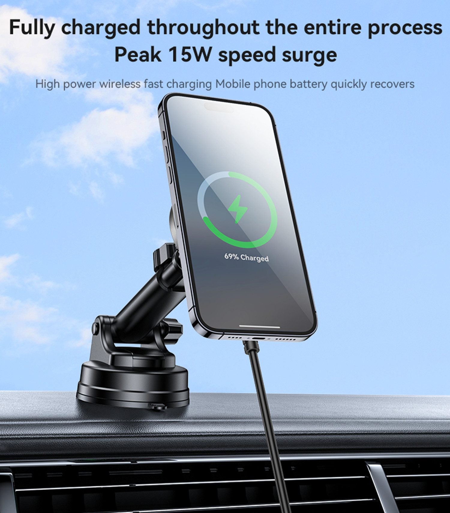 Magnetische Auto Handyhalterung mit Wireless Charging 15W – Yesido C315 für Lüfungsgitter und Armaturenbrett 15 W