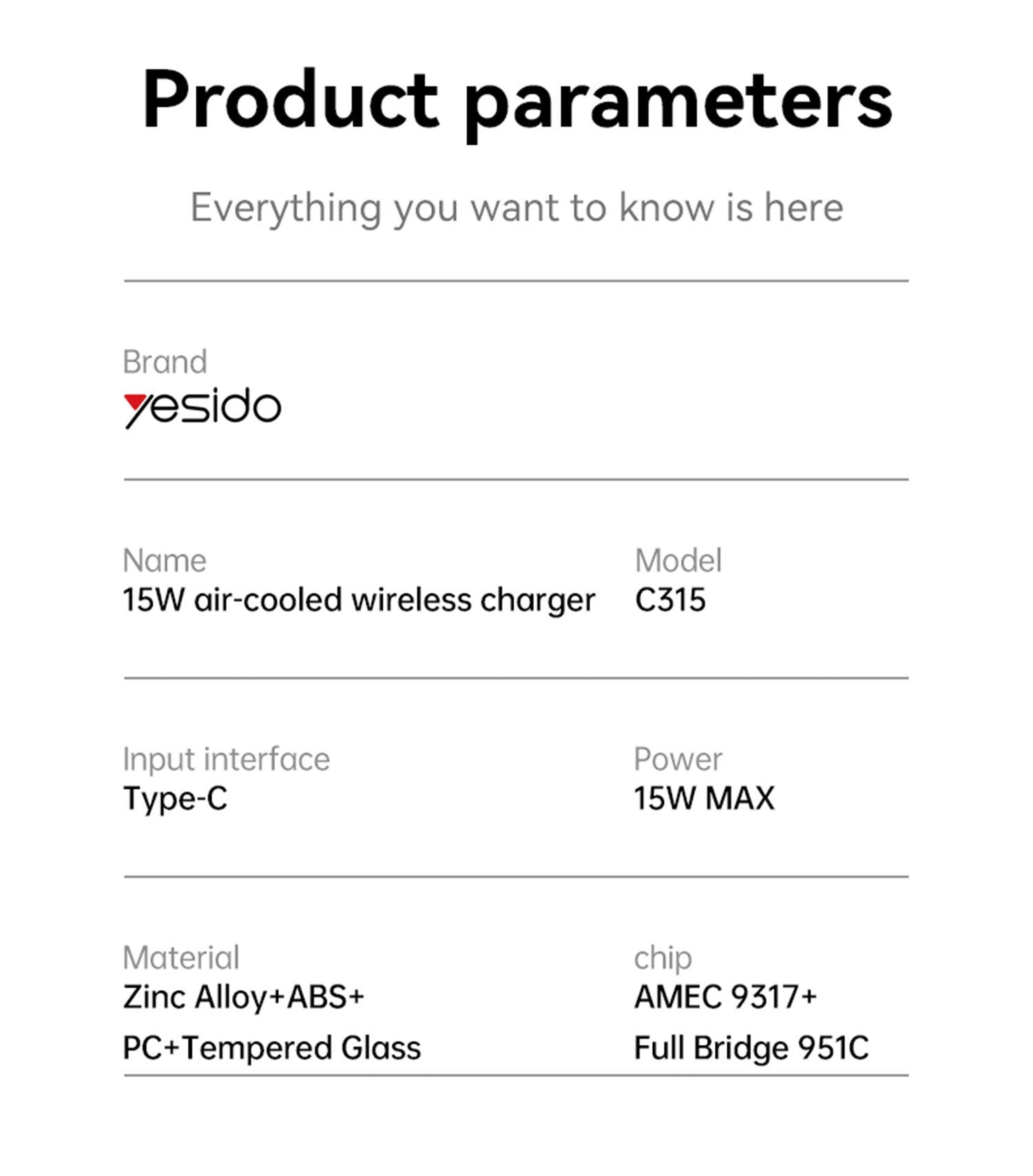 Produktbeschreibung von Magnetische Auto Handyhalterung mit Wireless Charging 15W – Yesido C315 für Lüfungsgitter und Armaturenbrett