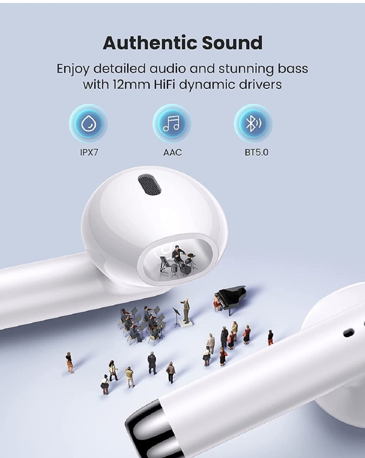 Bluetooth Kopfhörer BT 5.3 3D-Stereo Touch Funktion IOS Android Wireless Headset ( Weiß )