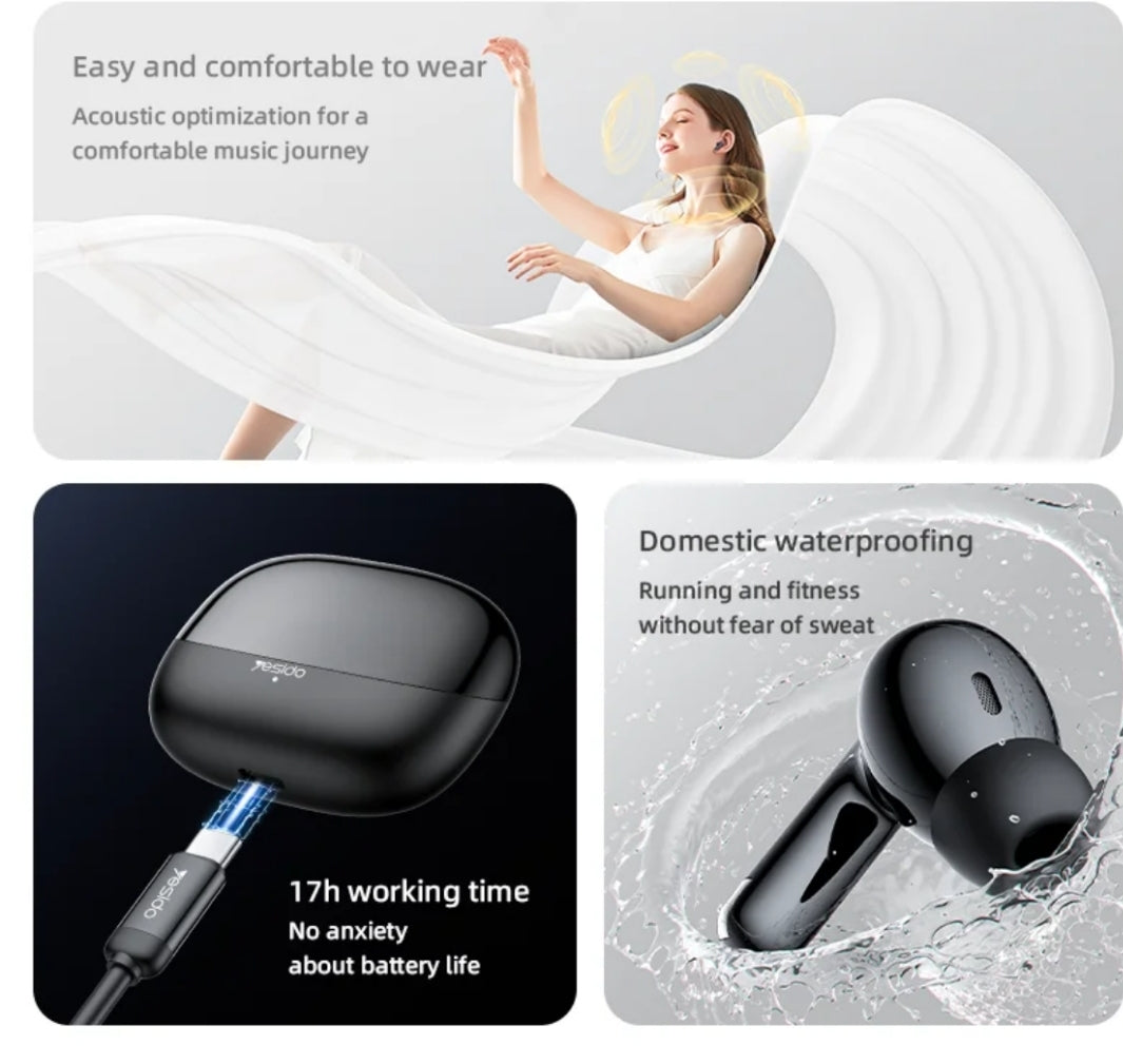 Yesido TWS26 Bluetooth 5.3 250mAh Kopfhörer, SCHWARZ