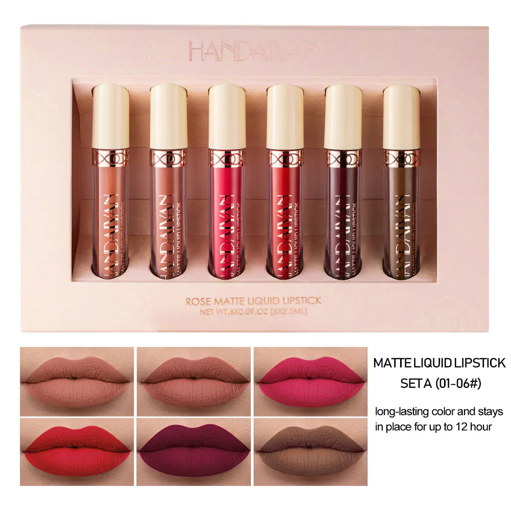HANDAIYAN 6-teiliges Mattes Rosen-Liquid-Lippenstift-Set