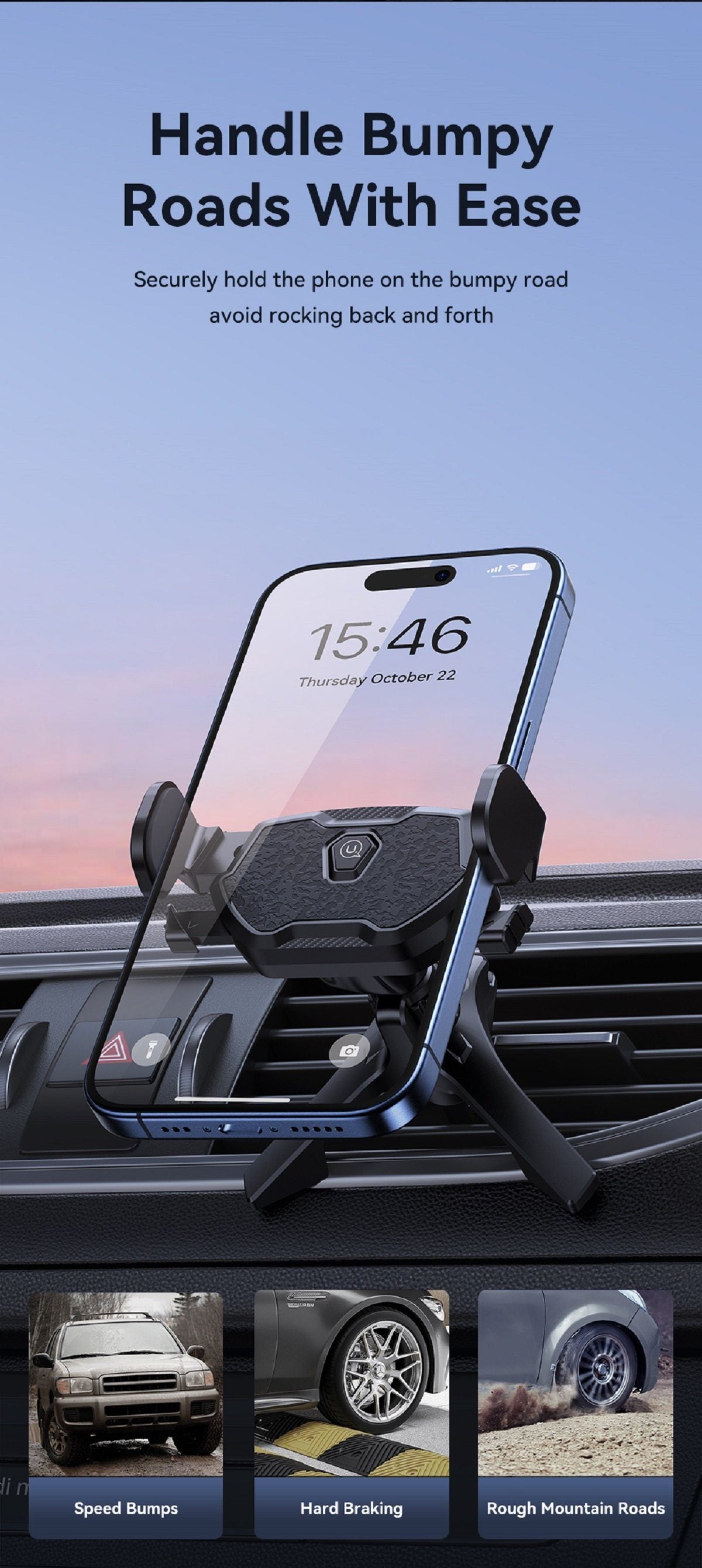 USAMS US-ZJ077 Mini Car Phone Holder (Air Vent) – Handyhalterung Lüftungsgitter, 360° 