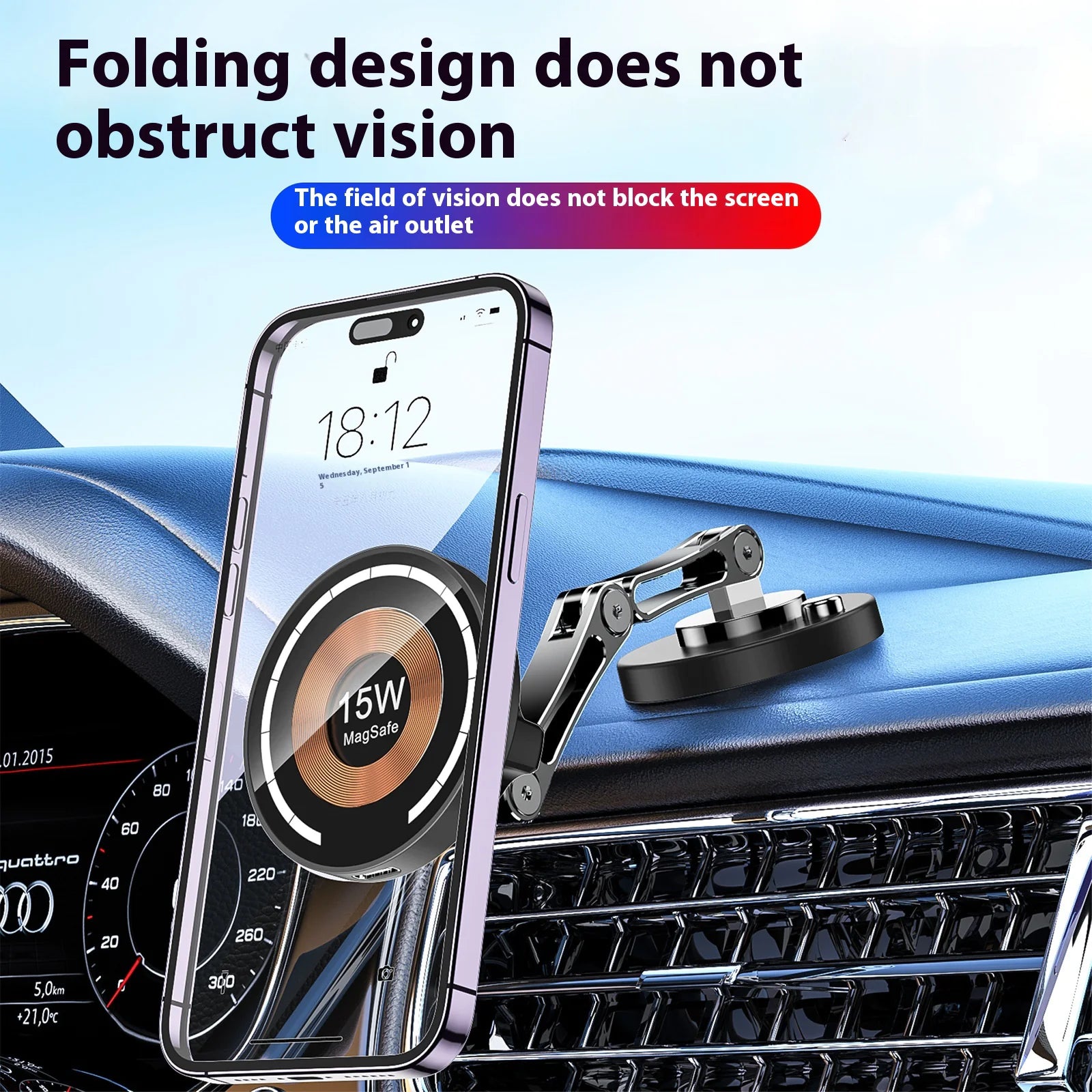 Drehbarer Autohalter 360 Grad 15W Magnetisches Zinklegierungsgestell