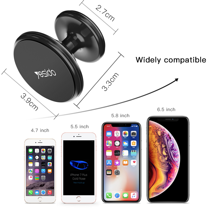 YESIDO Magnetischer Autohalter C58 Schwarz 4,7-6,5