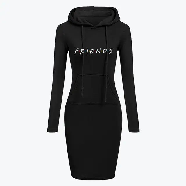 Herbst-Winter Damen Langarm-Kapuzenkleid