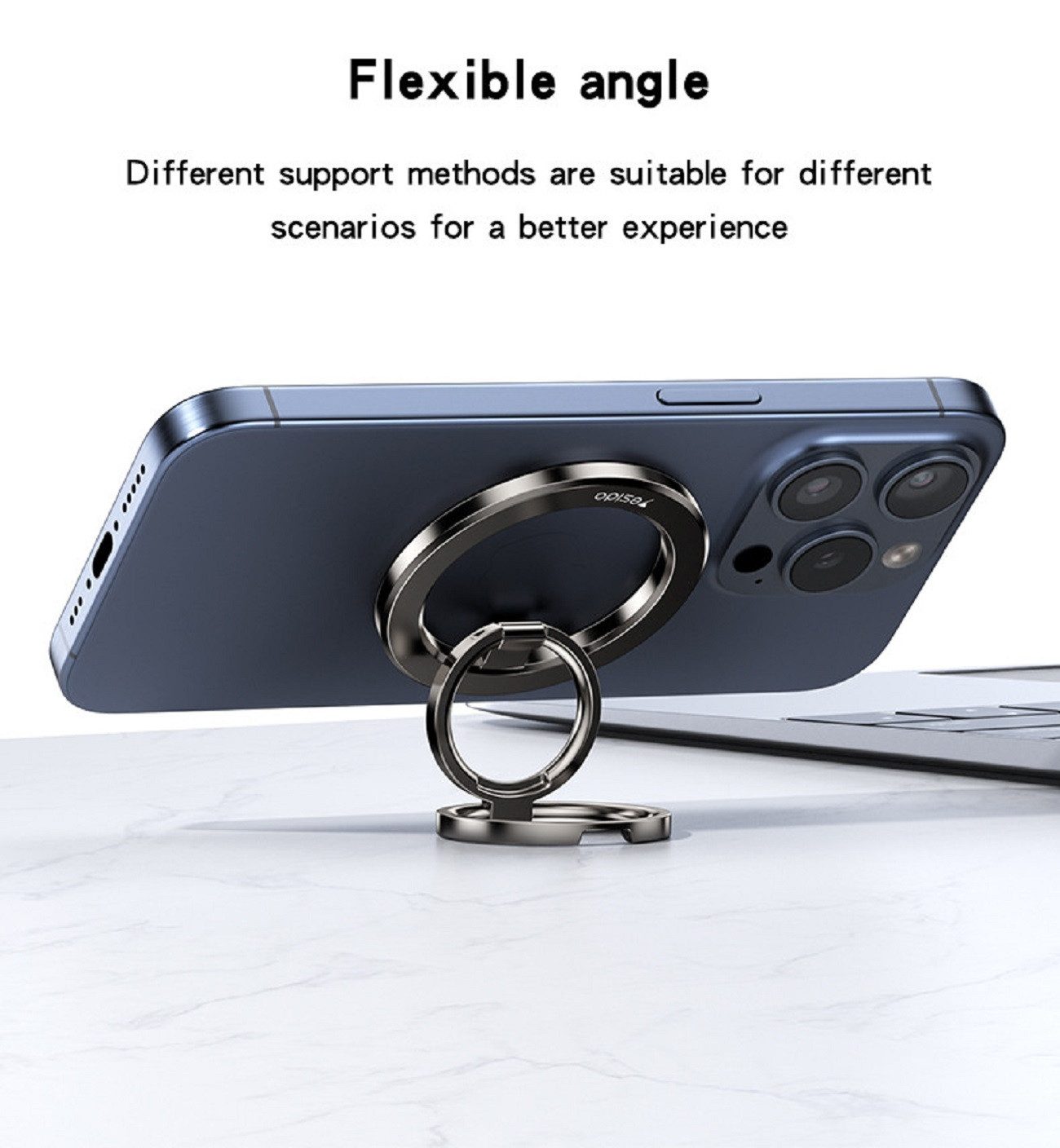 360° drehbare Handy Ring Halterung für Magsafe – Magnetischer Ständer mit Doppelring C206 von YESIDO Handyhalter Ring