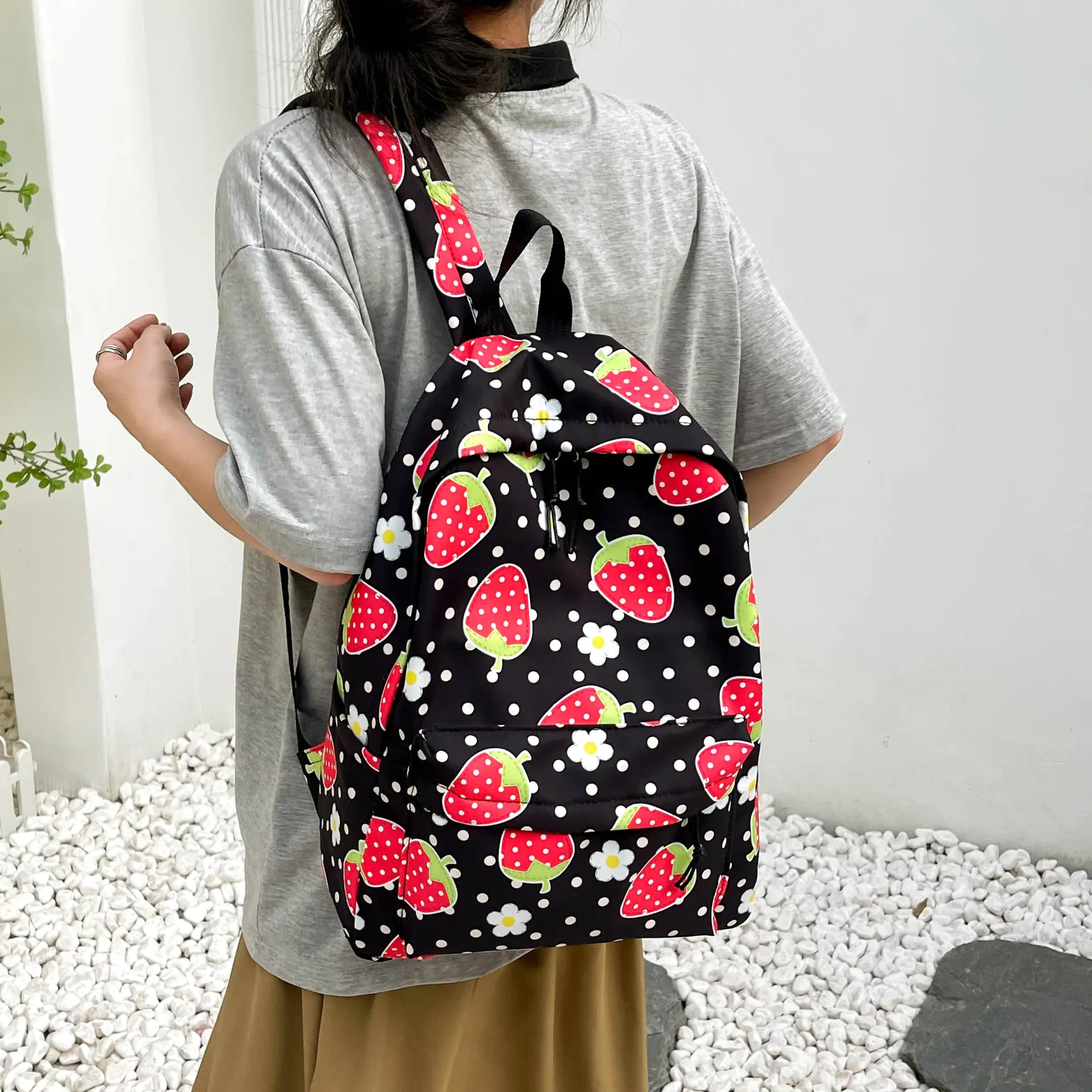 Süßer Cartoon-Mädchen Canvas Rucksack - Große Kapazität