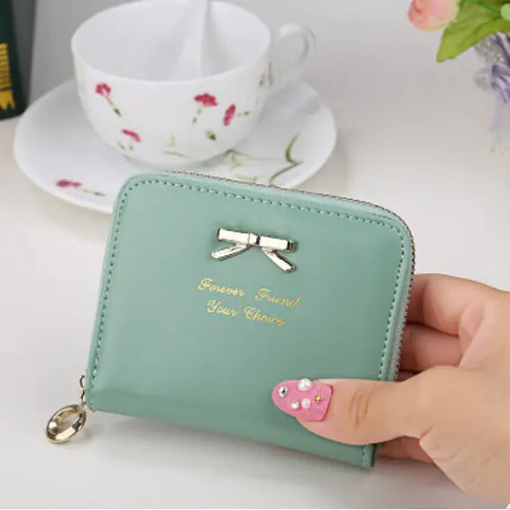 Damen Kurze Schleifenknoten Clutch-Tasche mit Reißverschluss-Münzfach