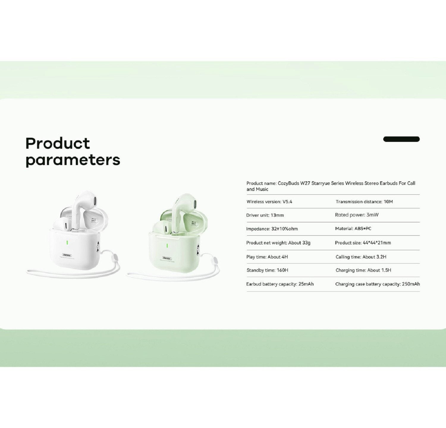 TWS W27 Weiß BT 5.4 Bluetooth-Kopfhörer