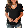 Kurzarm-Hollow-Off-Shoulder-Tiefes-V-Ausschnitt-Oberteil
