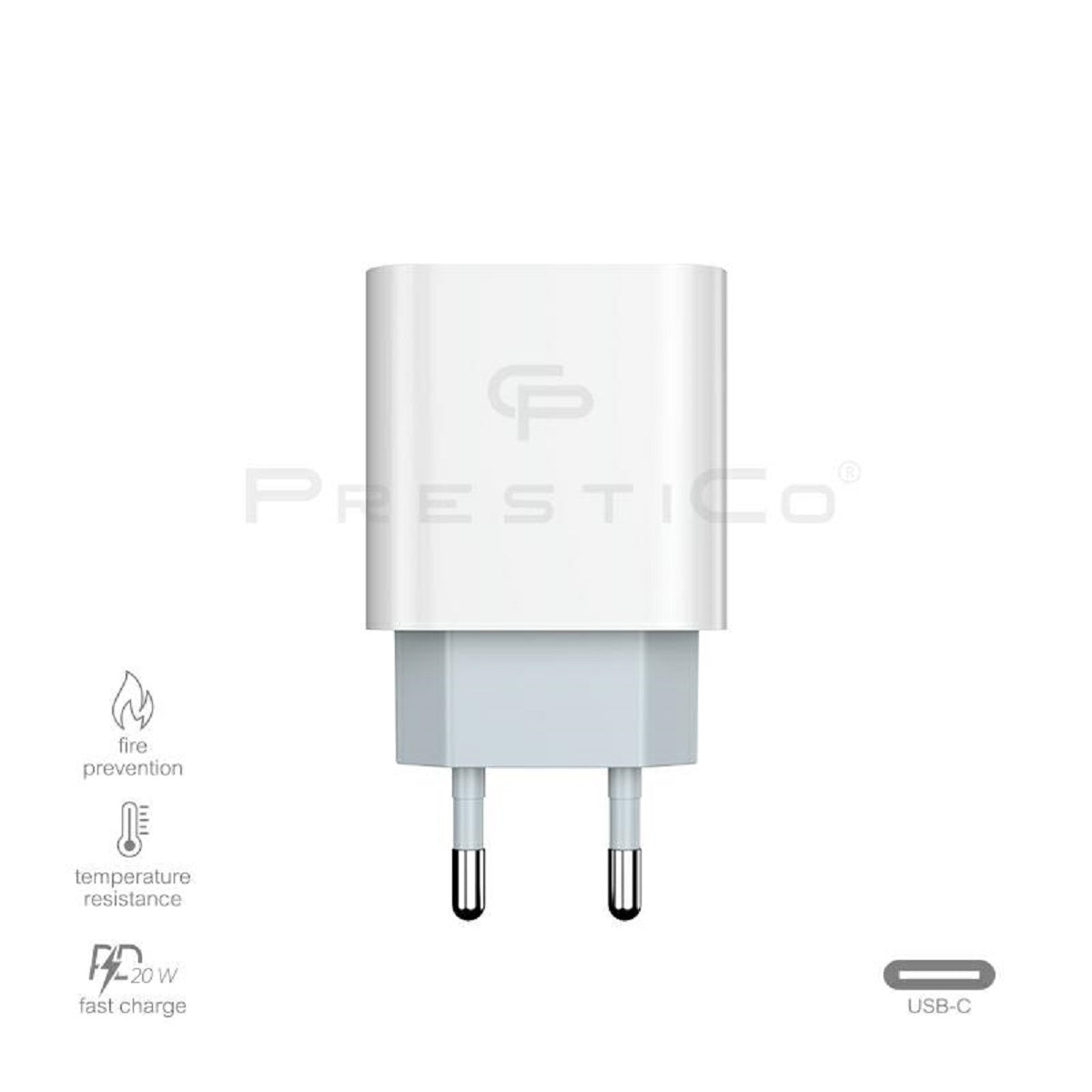 PRESTICO, F8 Schnellwand-Ladegerät USB Typ C / 1x USB-C 20 W Power Charge