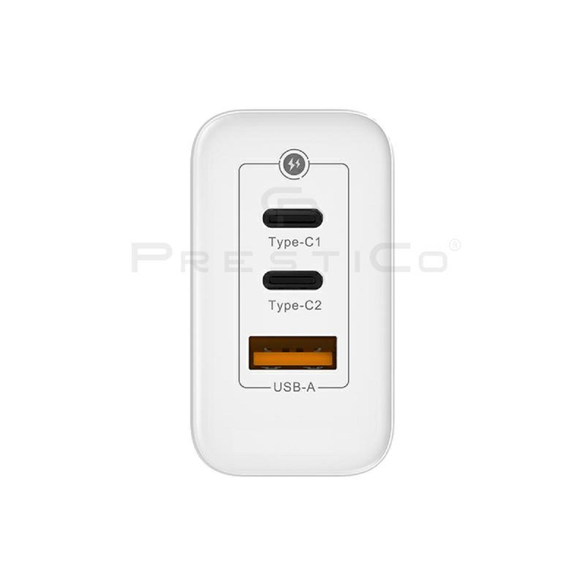 PrestiCo, F28 1xUSB-QC 65W 2xPD weiß, Smartphone-Ladegerät (Superschnelles Laden)