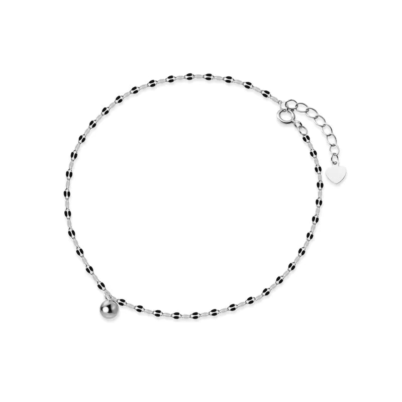 Einfaches Perlen Charm Silber Fußkettchen für Frauen