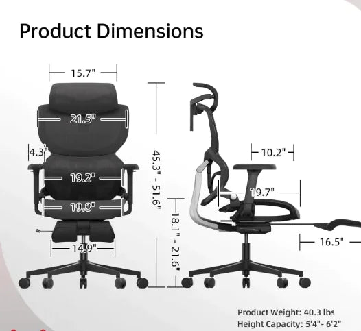 Ergonomischer Bürostuhl mit Fußstütze