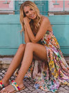 Florales Maxikleid mit Trägern für den Strandurlaub