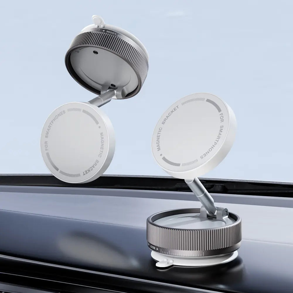 saug 720° Magnetischer Vakuum Handyhalter – Drei-Achsen-System mit Rotation Lock weiss